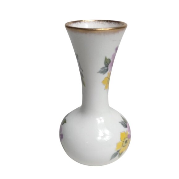Vintage Royal Stuart Bone China Yellow/Purple Spring Flowers 4.5 Bud Vase-Eng. - Picture 4 of 12
